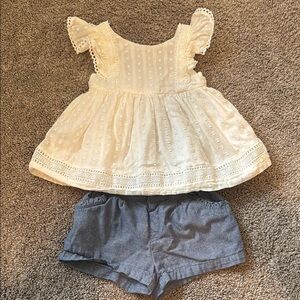 Tommy Bahama White Lace Baby Dress with Gray Shorts 12 months